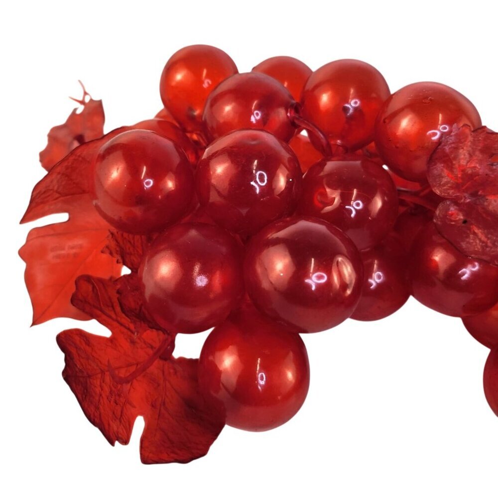 Decorative Faux Red Grapes Cluster With Leaves For Fruit Centerpiece Home Accent - Picture 9 of 10
